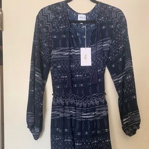 Misa Blue and White long sleeve mini dress